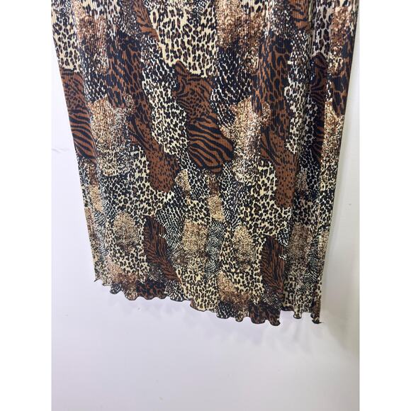 Vintage Brown Black Animal Print Skirt Long Slit Flowy Waist Sz S - Picture 3 of 10